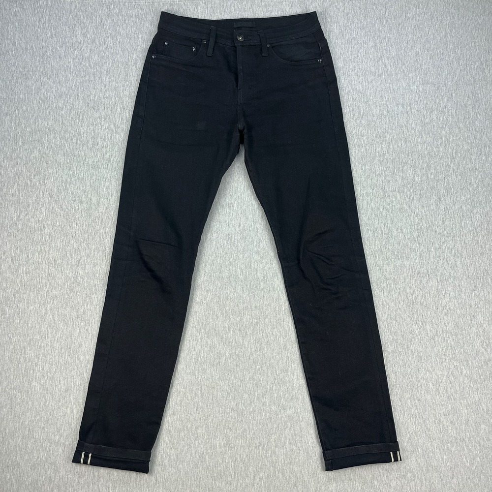 Unbranded Brand Selvedge Jeans Men 29 *Fits 31x34 Black UB244 Taper Stretch 11oz
